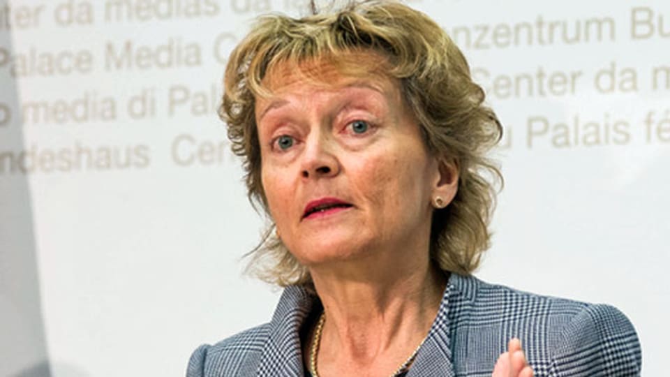 Bundesrätin Eveline Widmer-Schlumpf erläutert die Unternehmenssteuerreform III, nachdem der Bundesrat die Vernehmlassung dazu eröffnet hat, am Montag, 22. September 2014, in Bern.