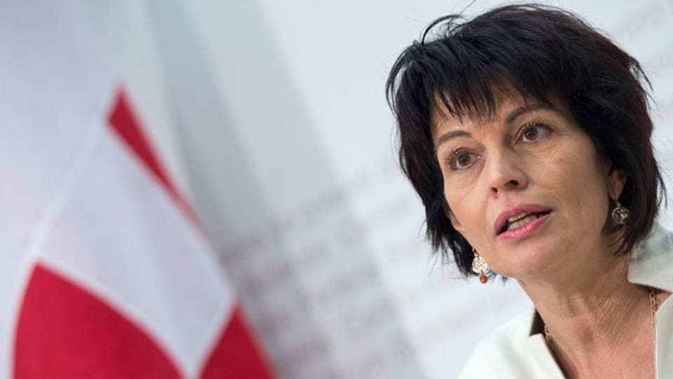 Umweltministerin Doris Leuthard präsentiert das Klima-Reduktionsziel der Schweiz am 27. Februar 2015.