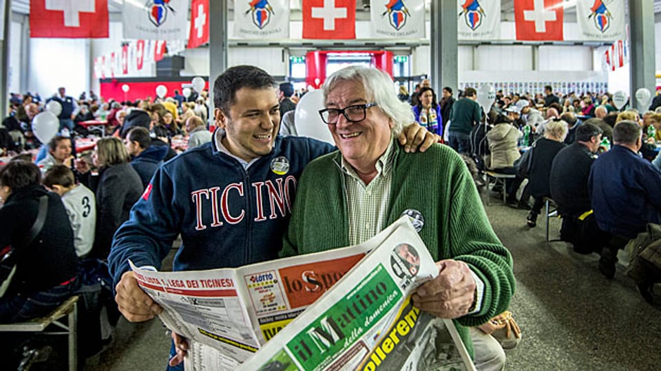 Boris und Attilio Bignasca in Lugano am Fest zum 25-Jahr-Jubiläum der Zeitung «Mattina della Domenica».