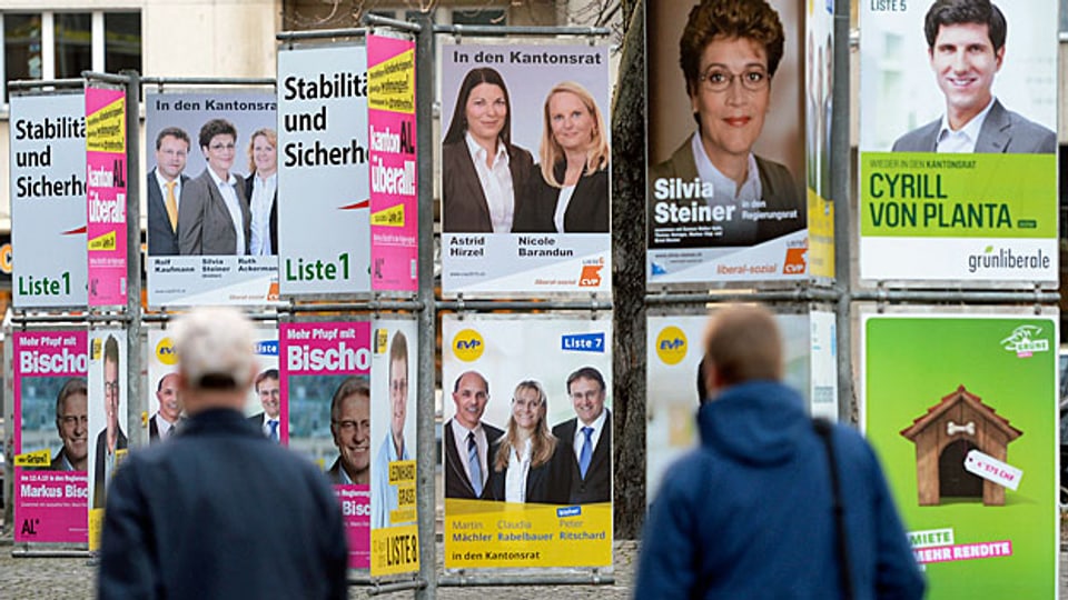 Funktioniert es in Zürich, dann funktioniert es auch im Rest der Schweiz – so das Credo der meisten Parteien. Wahlplakate in Zürich.