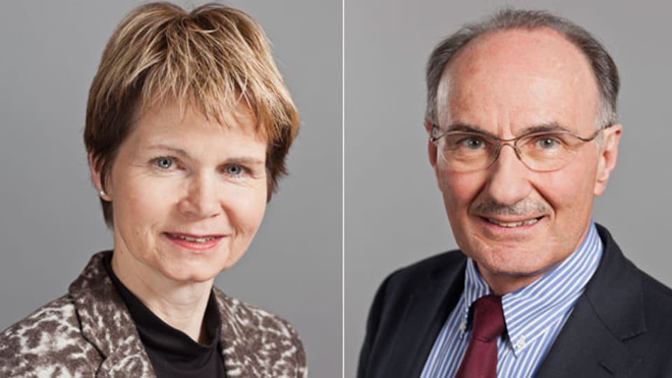 Brigitte Häberli, Ständerätin der CVP des Kantons Thurgau (links) und Felix Gutzwiller, Ständerat der FDP des Kantons Zürich.