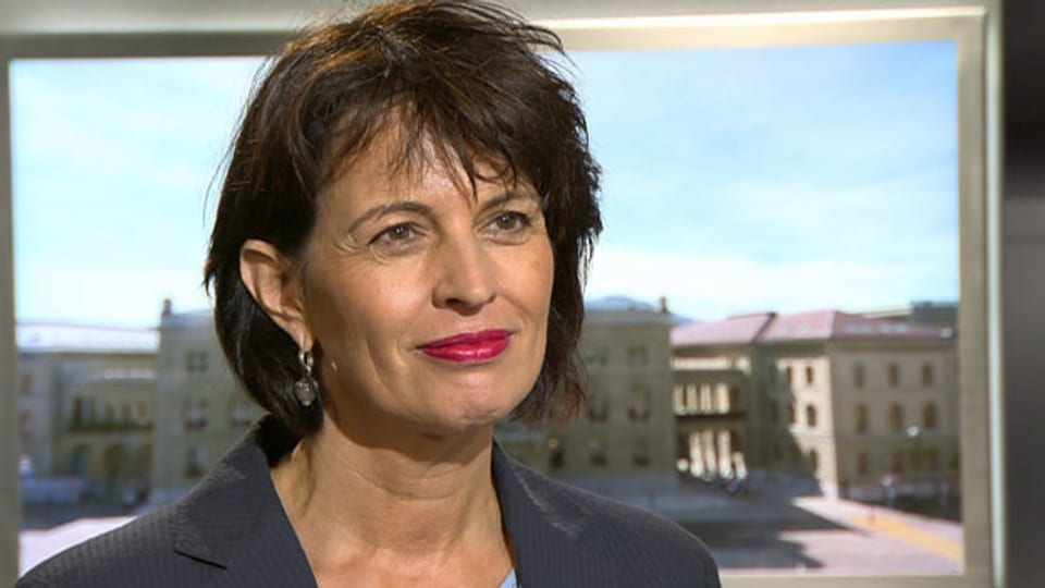 Bundesrätin Doris Leuthard, Vorsteherin des Eidgenössischen Departements für Umwelt, Verkehr, Energie und Kommunikation UVEK.