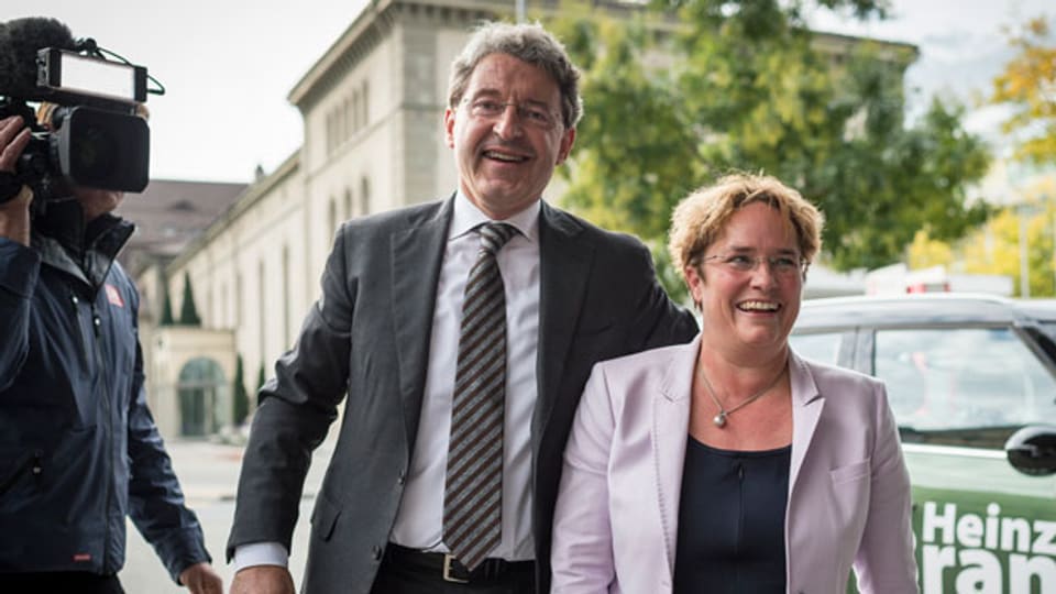 Der bestätigte Bündner Nationalrat Heinz Brand und die neu gewählte SVP Nationalrätin Magdalena Martullo-Blocher.
