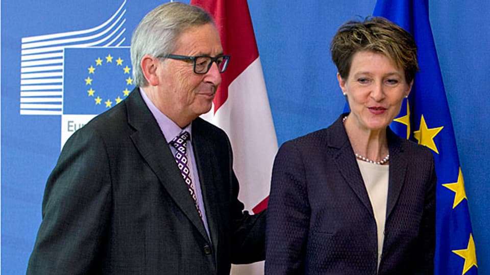 In Brüssel hat es heute keine Weihnachtsgeschenke für die Schweiz gegeben. EU-Kommissionspräsident Jean-Claude Juncker und Bundespräsidentin Simonetta Sommaruga.