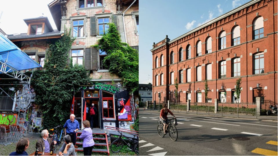 Die Berner Reitschule (links) ist und bleibt ein Streitobjekt. Anders die Rote Fabrik (rechts) in Zürich. Auch sie ist ein Kind der 80er-Bewegung, auch sie ist ein Kulturzenturm, aber seit Jahren völlig unbestritten.