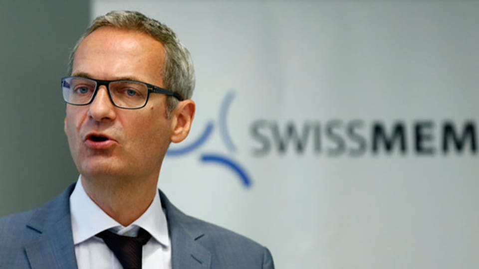 Peter Dietrich, Direktor des Branchenverbandes Swissmem während einer Pressekonferenz im August 2015.
