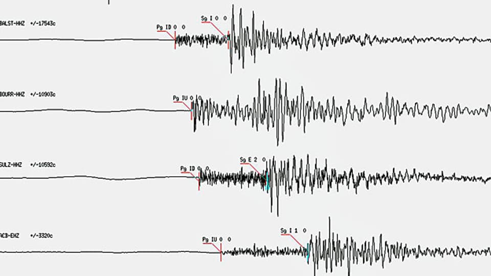 In der Schweiz ist man gegen fast alle Schäden versichert - nur nicht gegen diejenigen, die von Erdbeben verursacht werden. Bild: Seismogramm des Erdbebens von Basel vom 6. Januar 2007.