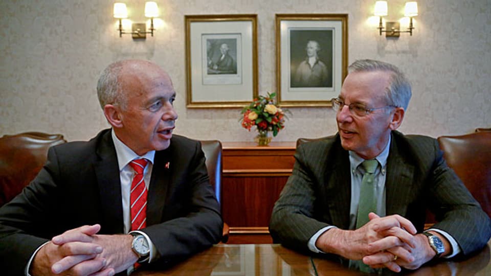 Finanzminister Ueli Maurer und der Präsident der US-Zentralbank William Dudley, am 5. Oktober in New York.