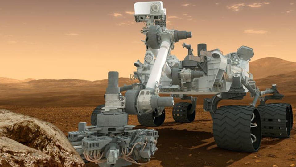 Modell eines Mars-Rovers. Das ferngesteuerte Fahrzeug soll auf dem Planen Mars zu Forschungszwecken eingesetzt werden.