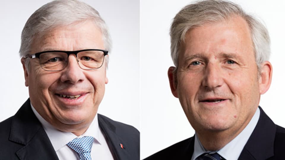 Peter Föhn, Ständerat der SVP des Kantons Schwyz (links) und Hans Stöckli, Ständerat der SP des Kantons Bern.