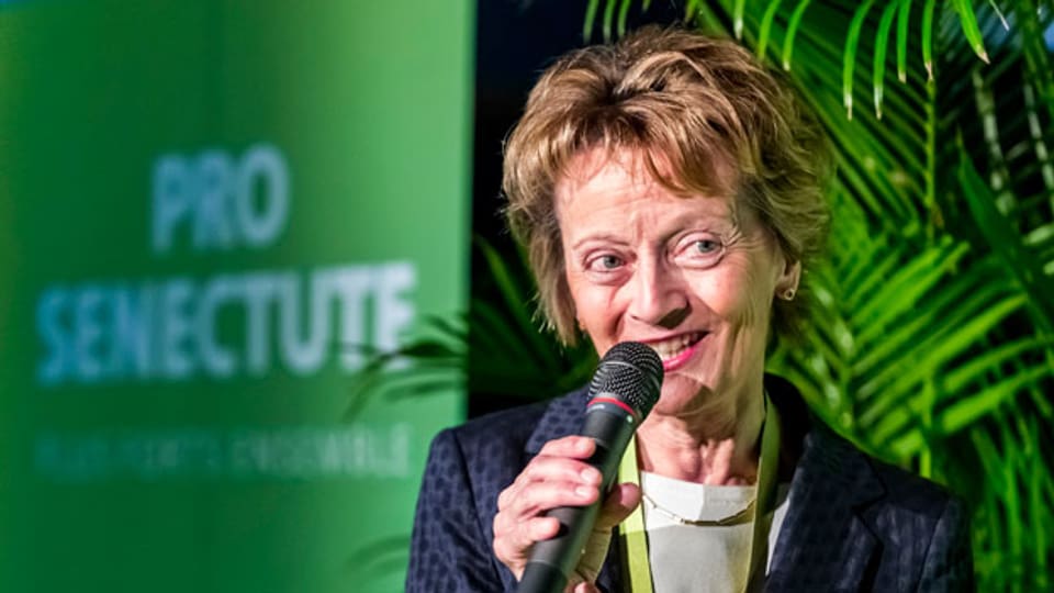 Alt Bundesrätin Eveline Widmer-Schlumpf gibt ein Interview und wird neue Präsidentin von Pro Senectute anlässlich der 100-Jahre-Jubiläumsfeier in Bern am Samstag, 1. April 2017.