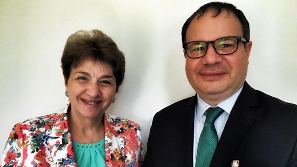 Bulgariens Botschafterin Meglena Plugtschieva und Rumäniens Botschafter Vlad Vasiliu.