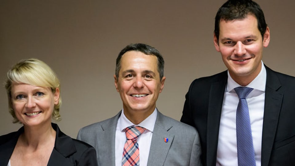 Isabelle Moret, Ignazio Cassis und Pierre Maudet (von links).