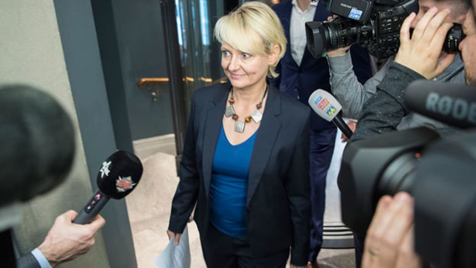 Bundesratskandidatin Isabelle Moret, FDP-VD, am Hearing mit der Bundeshausfraktion der SP Schweiz am 19. September 2017 in Bern.