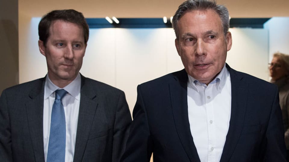 Der neue und der alte SVP-Fraktionspräsident: Thomas Aeschi (links) und Adrian Amstutz.