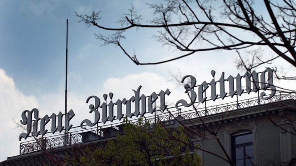 Blick auf auf die Fassade des Verlags Neue Zürcher Zeitung, an der Falkenstrasse in Zürich.