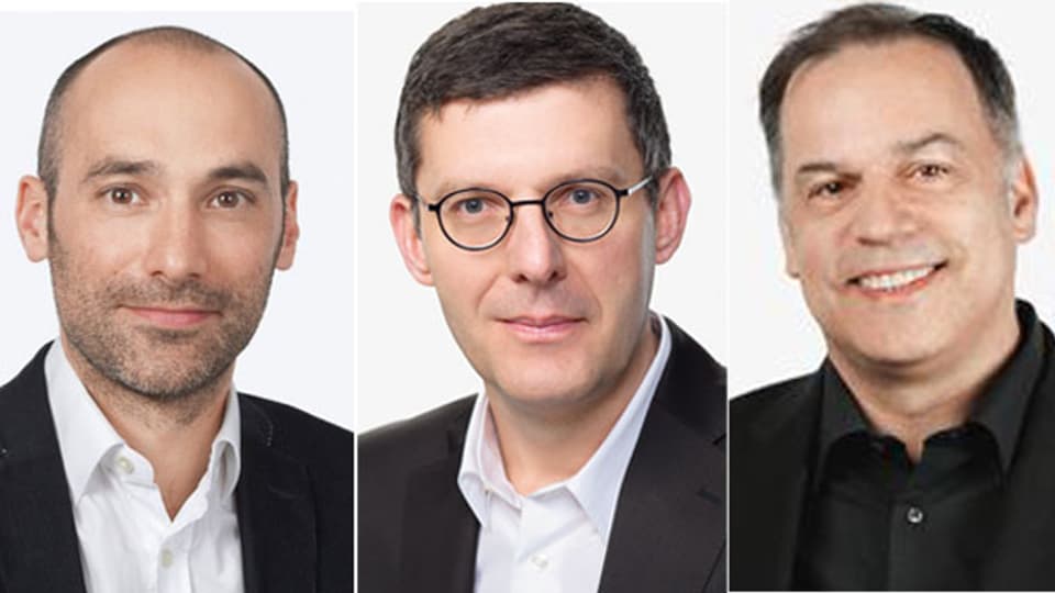 Die SRF-Auslandkorrespondenten Oliver Washington in Brüssel, Franco Battel in Rom und Peter Voegeli in Berlin  (von links).