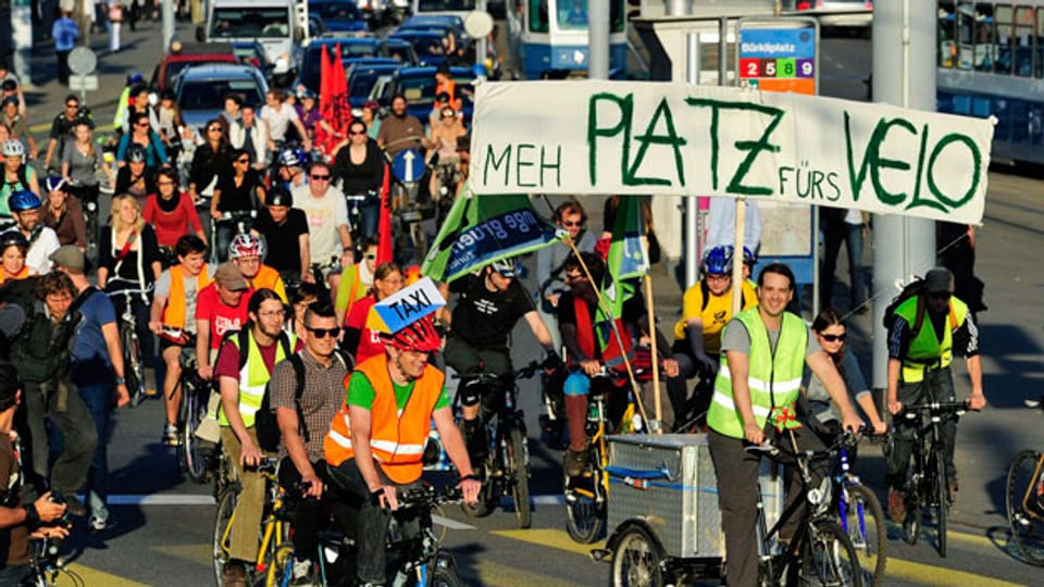 Velo-Demonstration in Zürich.