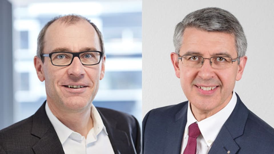 Jean-Philippe Kohl, der interimistische Direktor von Swissmem (links) und Josef Maushart, Geschäftsführer und Verwaltungsratspräsident der Fraisa Gruppe.