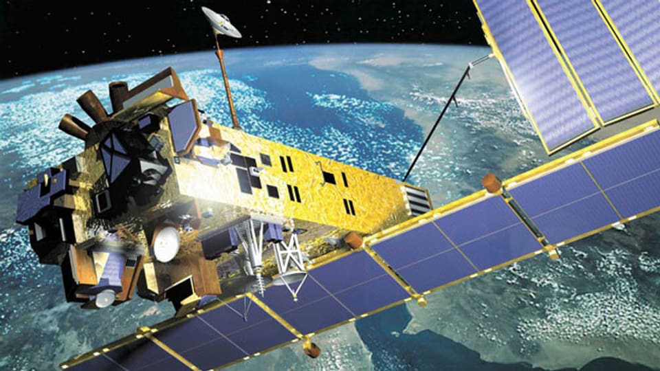 Ein Satellit, der die Erde observiert. Aufgenommen von der ESA im 2005.