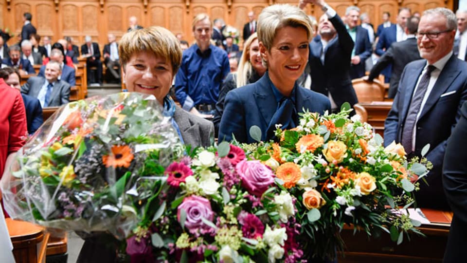 Dei Walliser Nationalrätin Viola Amherd (links) und die St. Galler Ständerätin Karin Keller-Sutter.