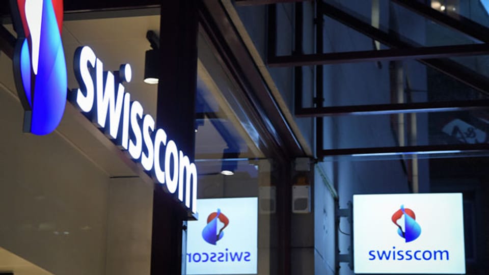 Logo der Swisscom in Oerlikon.