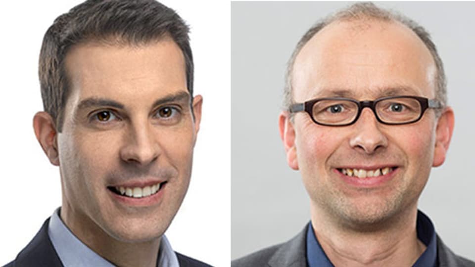 Thierry Burkart, FDP-Nationalrat und TCS-Vizepräsident, (links) und Michael Töngi, Nationalrat der Grünen.