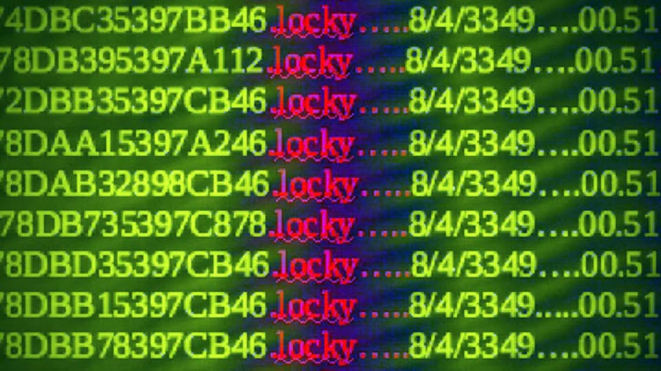 Symbolbild. Verfremdeter Screenshot eines mit dem Trojaner Locky infizierten Windows-PC.