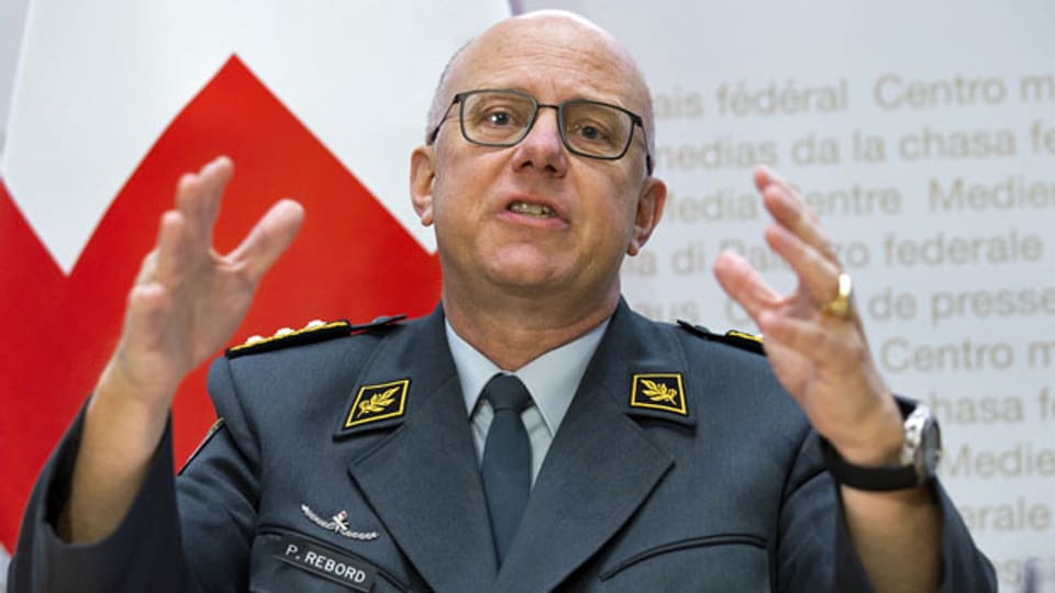 Philippe Rebord, Chef der Armee, an der Medienkonferenz vom 4. April 2019 in Bern.