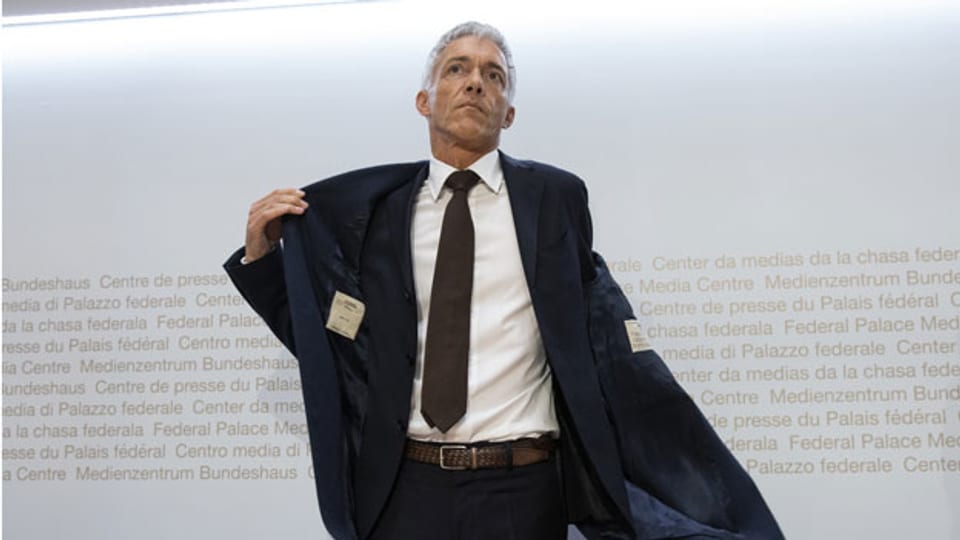 Der Schweizer Bundesanwalt Michael Lauber kommt am 10. Mai 2019 zu einer Medienkonferenz im Medienzentrum des Bundeshauses in Bern.