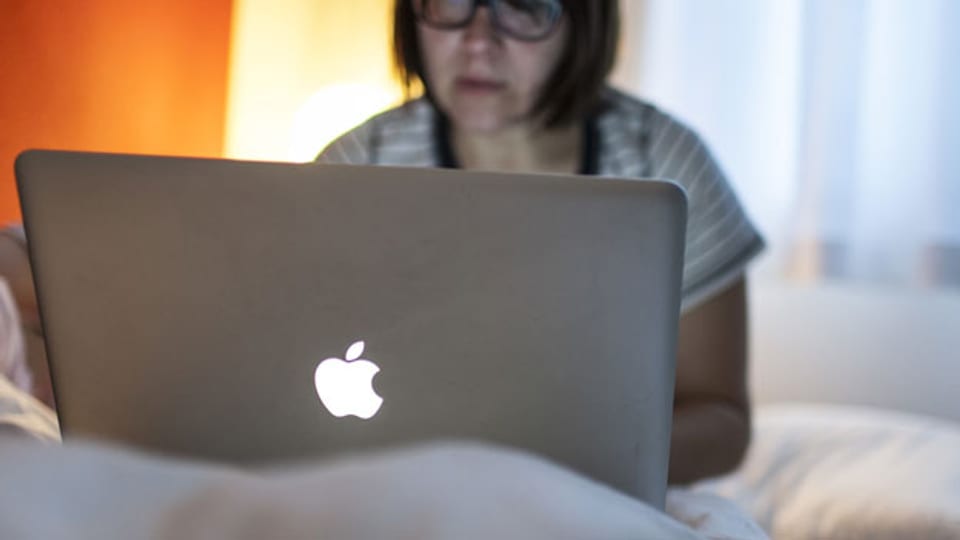Symbolbild. Eine Frau arbeitet an ihrem Laptop.