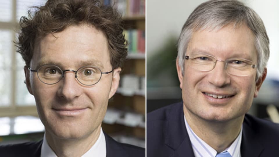 Daniel Lampart, Chef-Ökonom des Schweizerischen Gewerkschaftsbunds (links) und Roland A. Müller, Direktor des Schweizerischen Arbeitgeberverbands.