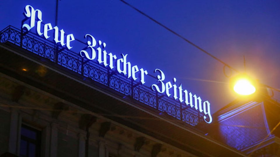 Logo der Neue Zürcher Zeitung in Zürich.