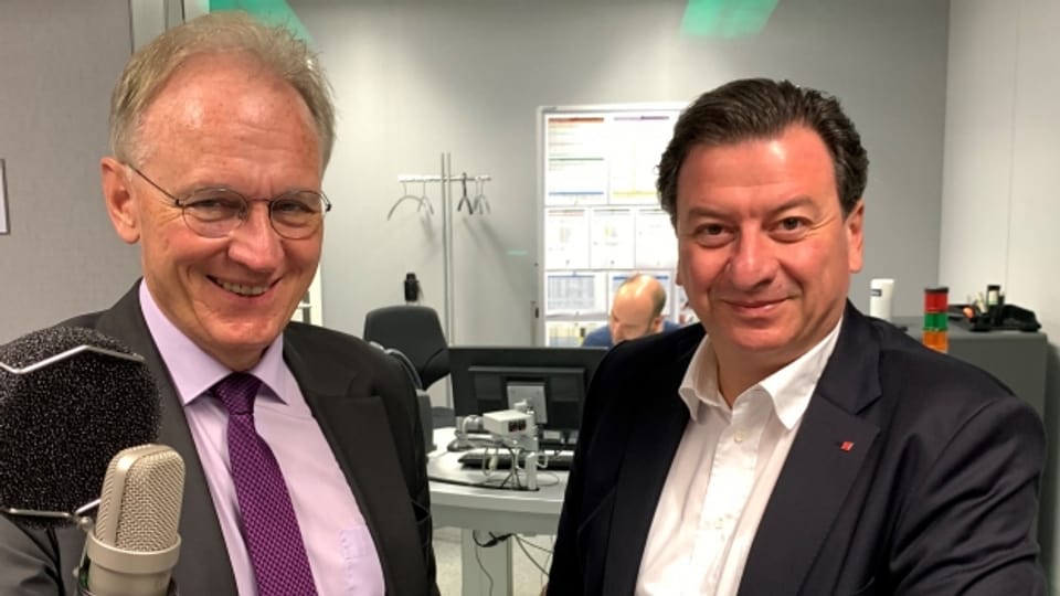 Zu Gast im «Politikum»: Hans-Ulrich Bigler und Corrado Pardini