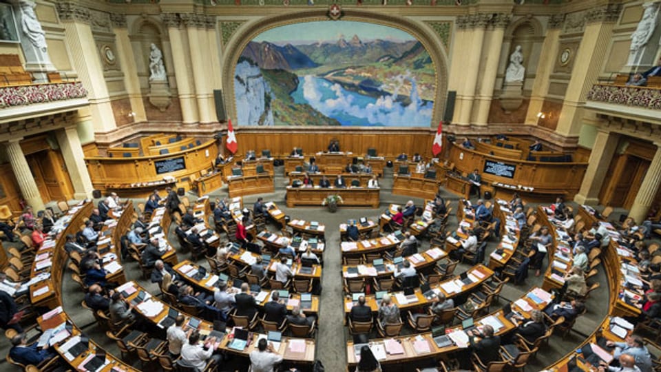 Nationalratssaal. Aufnahme vom Juni 2019.