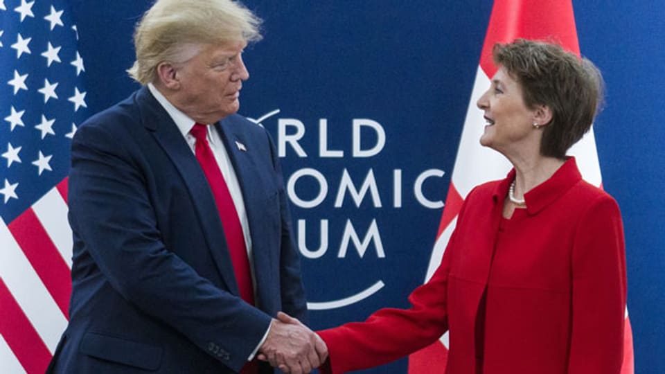 US-Präsident Donald Trump trifft Bundespräsidentin Simmonetta Sommaruga am WEF am 21. Januar 2020.