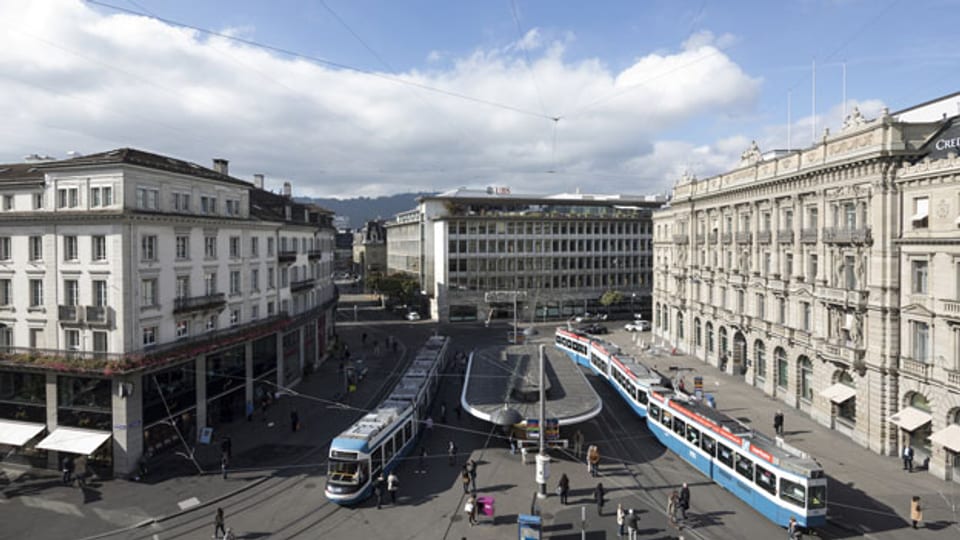 Das Bankenviertel beim Paradeplatz in Zürich.