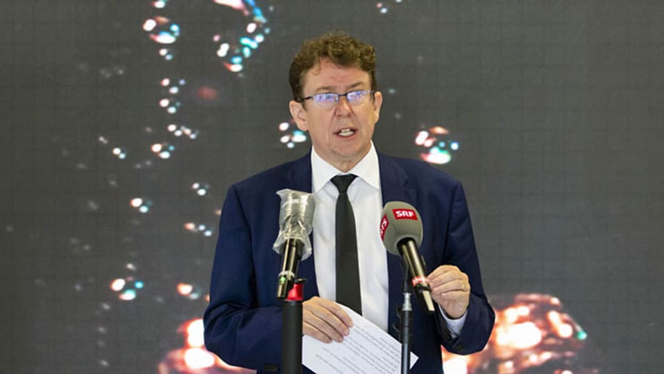 Albert Rösti, Parteipräsident SVP an einer Medienorientierung. Die Suche nach einer Nachfolgerin oder einem Nachfolger gestaltet sich schwierig.