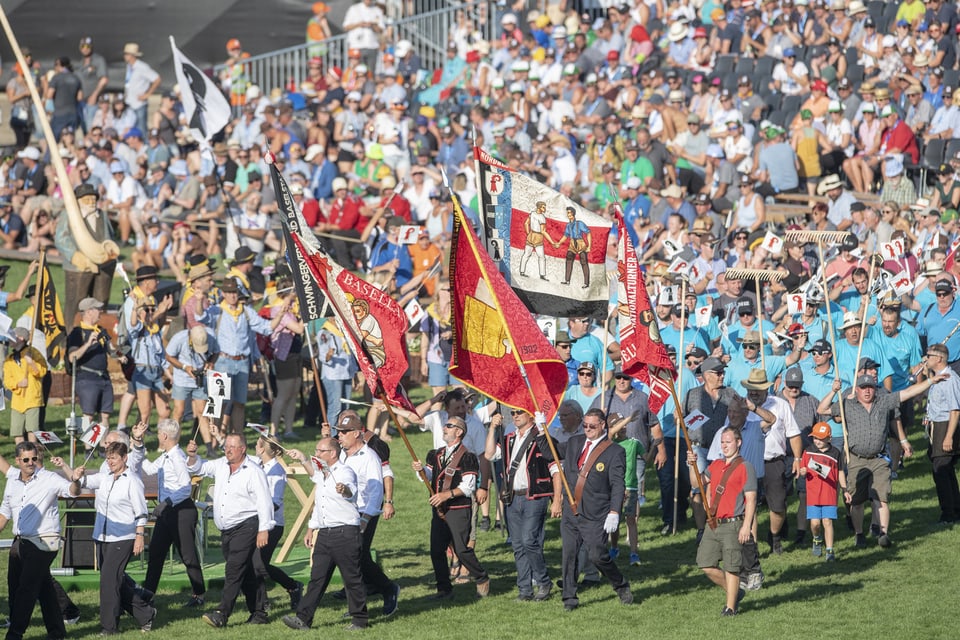 Abschlussfeier am Eidgenössischen Schwing- und Älplerfest in Zug am 25. August 2019