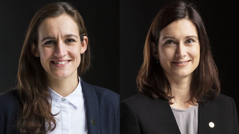 Marionna Schlatter (li.), Grüne Nationalrätin aus Zürich von der Pro-Seite und Maja Riniker, Nationalrätin, FDP, vom Nein-Komitee.