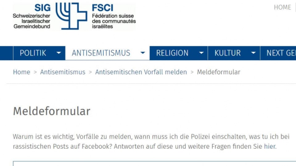 Das Meldeformular für antisemitische Vorfälle online.