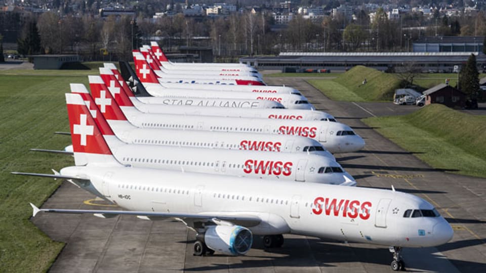 Flugzeuge der Fluggesellschaft Swiss.