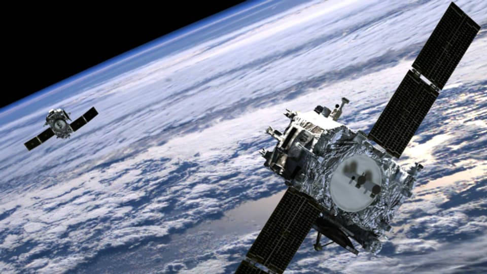 NASA-Satellitenpaar fliegt im freien Orbit über der Erde.