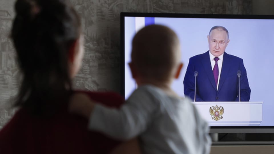 Putins Rede zur Lage der Nation wurde live im russischen Staatsfernsehen übertragen.