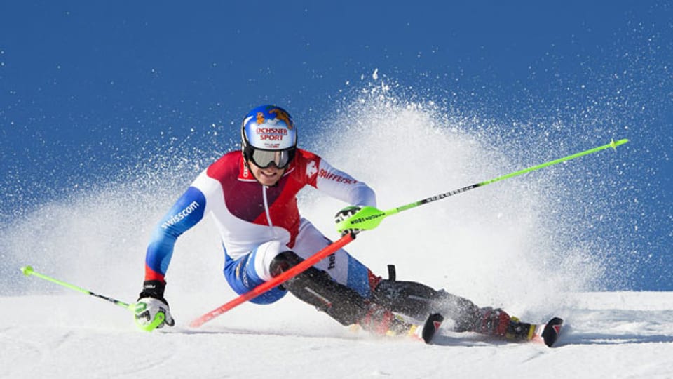 Am Sonntag, 27. Oktober 2013, beginnt in Sölden, Österreich, die neue Ski-Alpin-Saison. Im Bild: Der Schweizer Justin Murisier, während eines Trainings am 23. Juli 2013 in Zermatt.