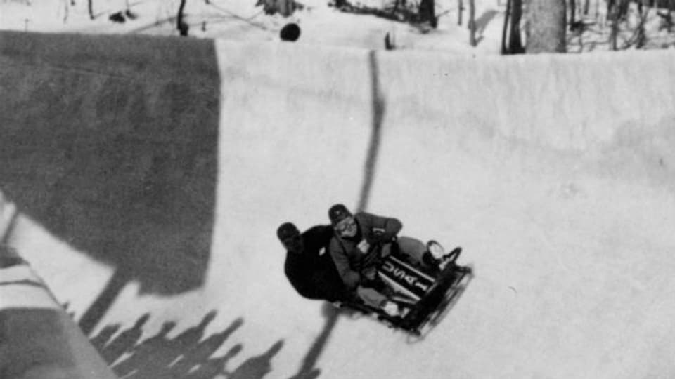 Ein US-Bobteam bei den Olympischen Winterspielen in Lake Placid 1932.