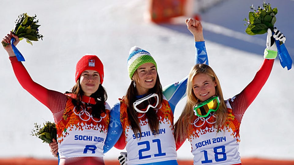 Dominique Gisin und Tina Maze gewinnen beide Gold, Lara Gut Bronze.