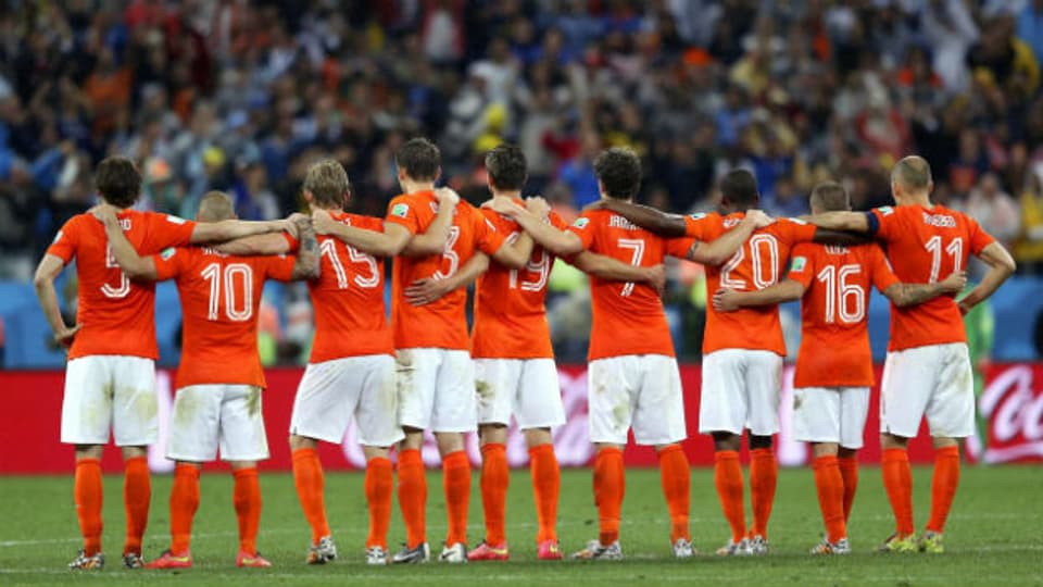 Die holländische Nationalmannschaft beim Penaltyschiessen.