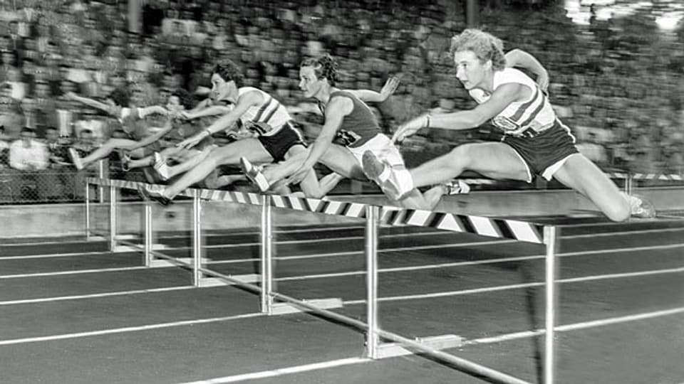 80-Meter-Hürdenrennen an der Leichtathletik-Europameisterschaft von 1954 in Bern.