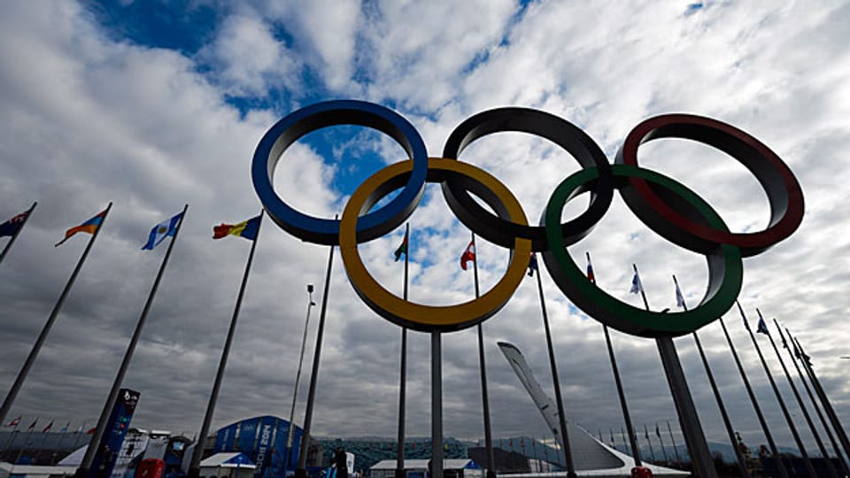 Die Olympischen Ringe bei den Winterspielen in Sotschi.